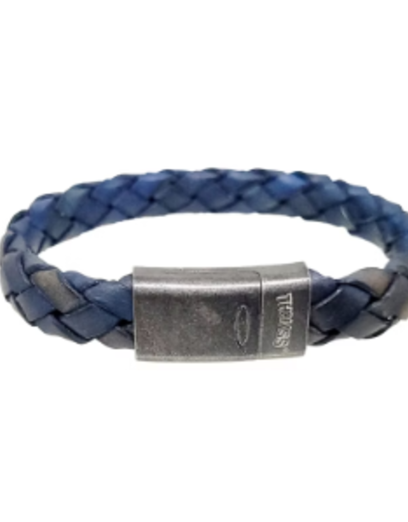 Thomss Thomss - Leren armband - Blauw - THV012 - 21 cm