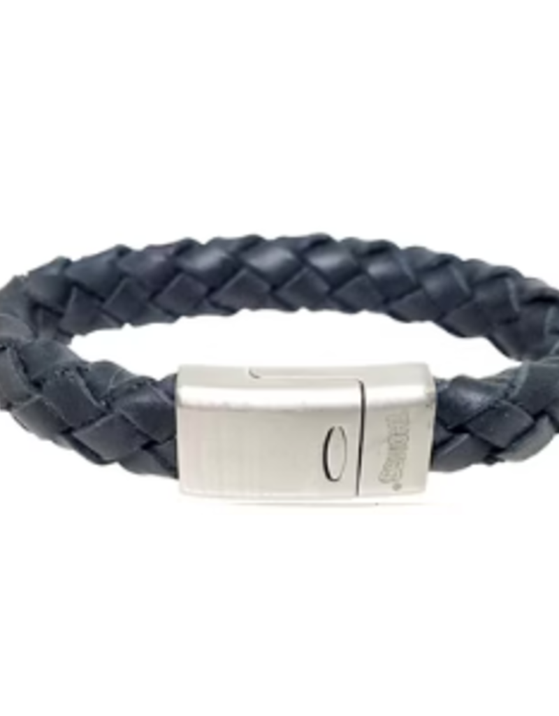 Thomss Thomss - Leren armband - Zwart - THS011 - 21.5 cm