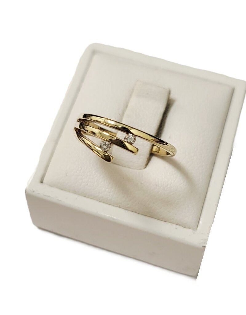 Occasions by Marleen Occasions by Marleen - 14 karaats - Gouden ring - Briljantjes - Maat 17.75