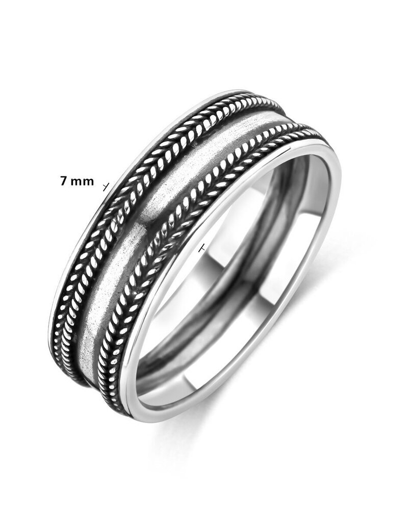 Zilveren ring - Geoxideerd - Maat 21.5
