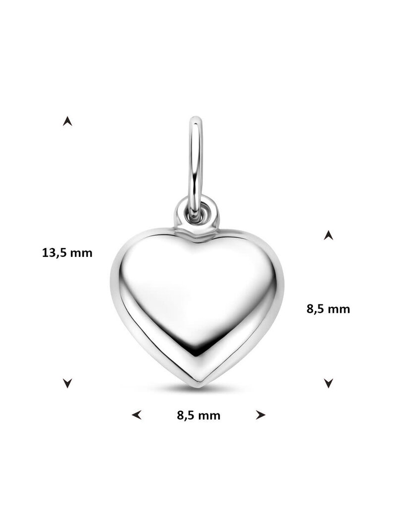 Zilveren bedel - Hart - Gerhodineerd - 8.5 mm