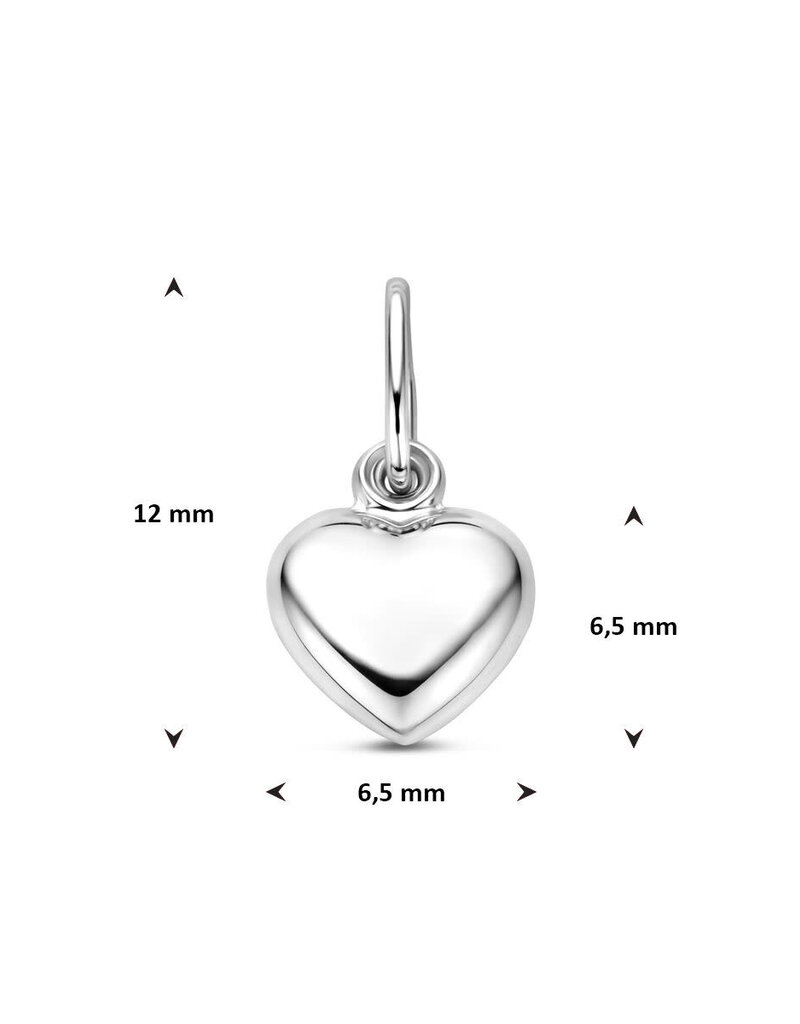 Zilveren bedel - Hart - Gerhodineerd - 6.5 mm