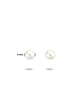 Zilveren oorknoppen - Gerhodineerd - Zoetwaterparel - 4 mm
