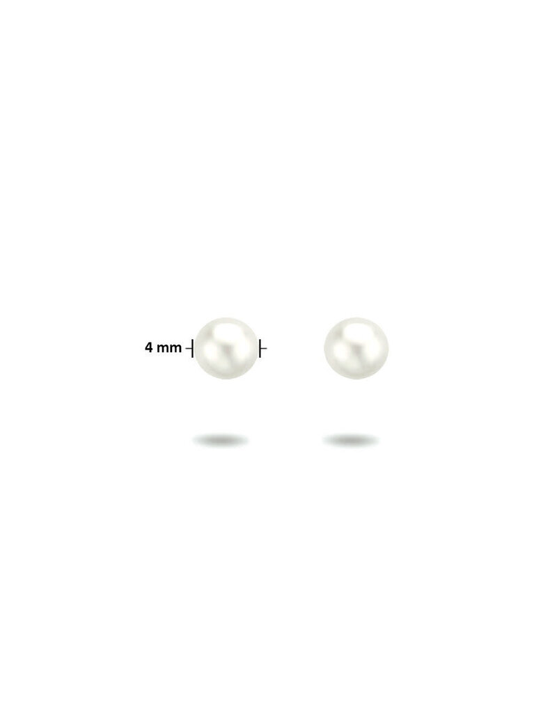 Zilveren oorknoppen - Gerhodineerd - Zoetwaterparel - 4 mm