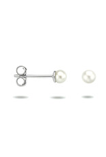 Zilveren oorknoppen - Gerhodineerd - Zoetwaterparel - 4 mm