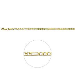 Gouden armband - 14 karaats  - Figaro - Massief - 3.1 mm - 19 cm