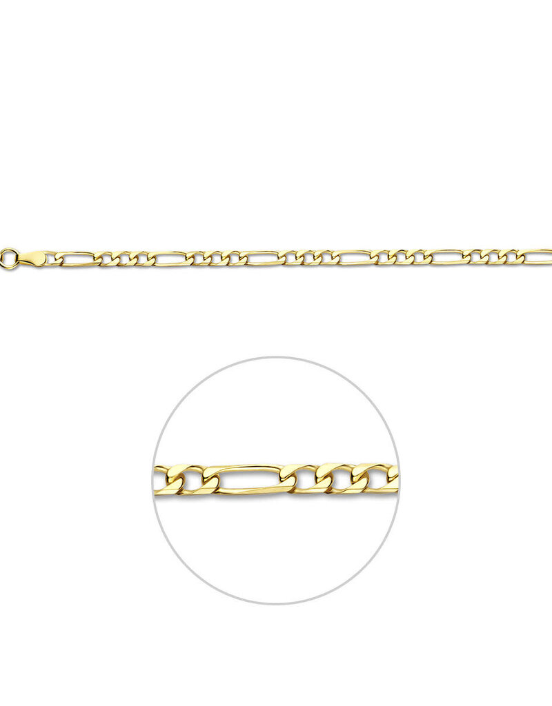 Gouden armband - 14 karaats  - Figaro - Massief - 3.1 mm - 19 cm