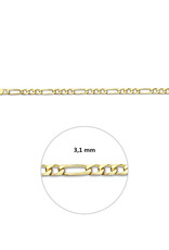 Gouden armband - 14 karaats  - Figaro - Massief - 3.1 mm - 19 cm
