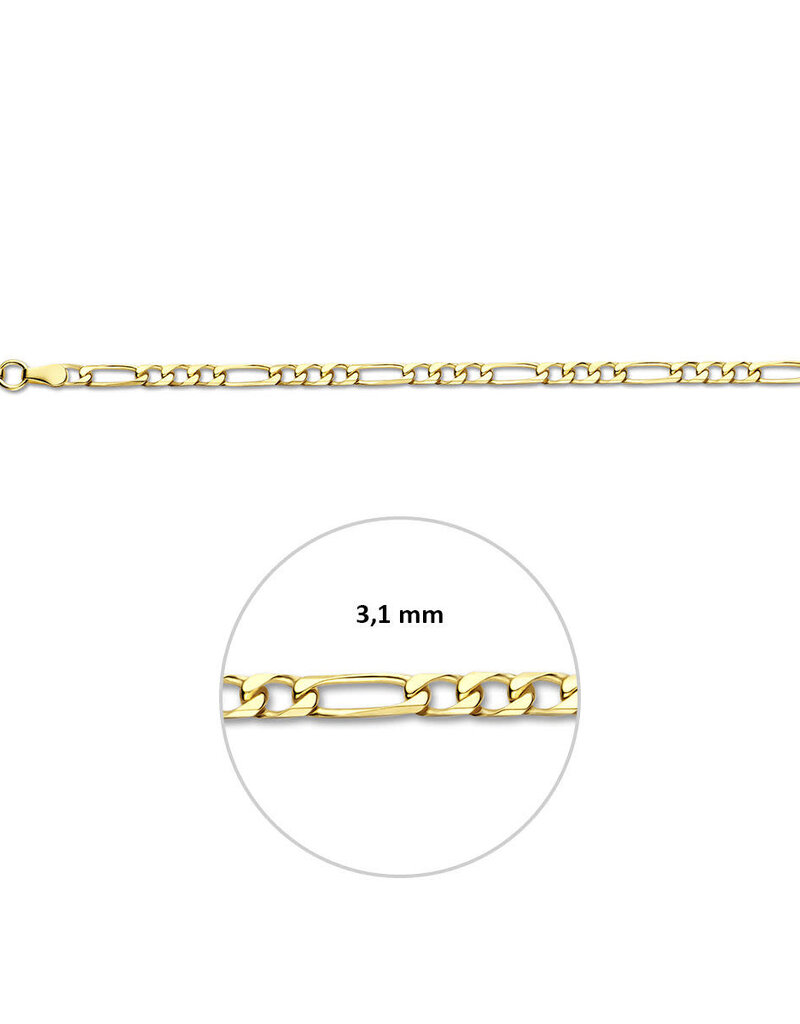 Gouden armband - 14 karaats  - Figaro - Massief - 3.1 mm - 19 cm