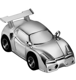 Geboortecadeau - Verzilverde spaarpot - Raceauto