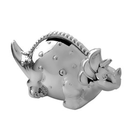 Geboortecadeau - Verzilverde spaarpot - Dino