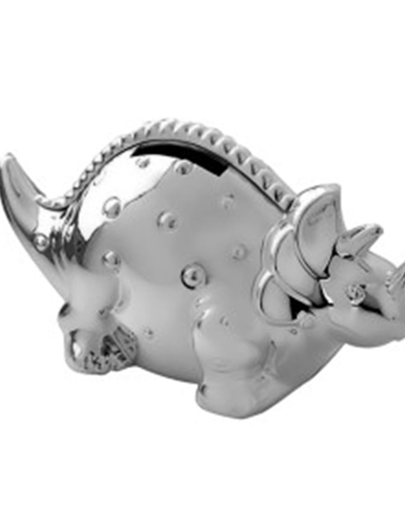 Geboortecadeau - Verzilverde spaarpot - Dino