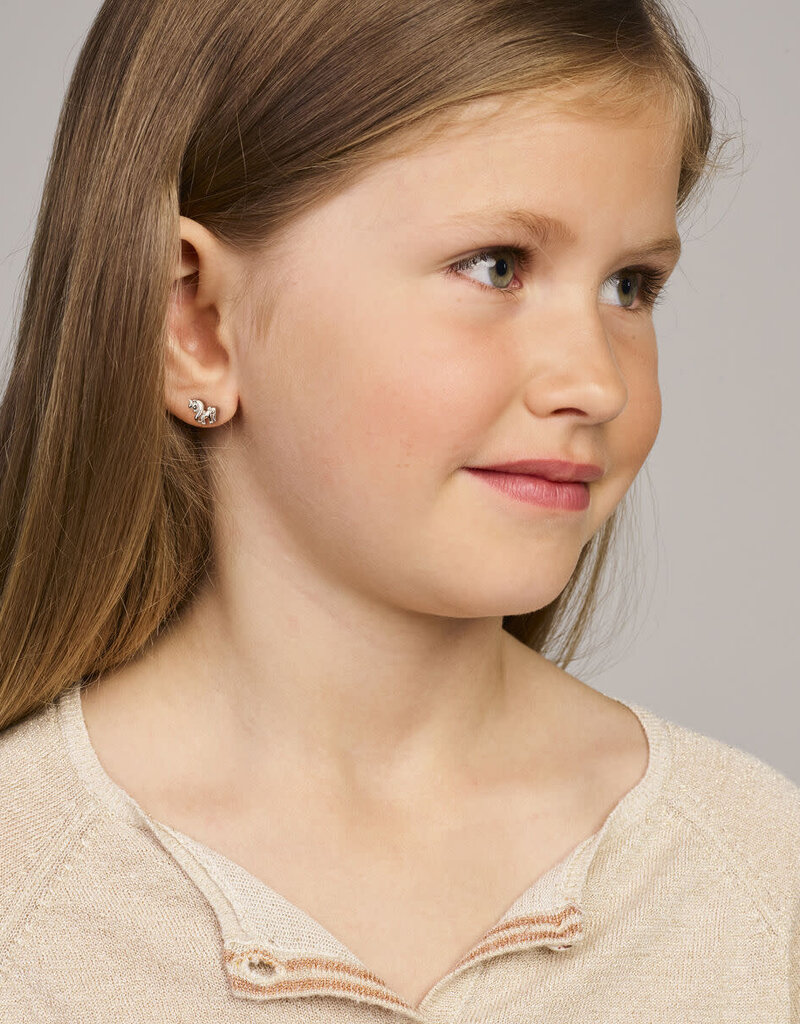 Zilveren oorknoppen - Gerhodineerd - Eenhoorn