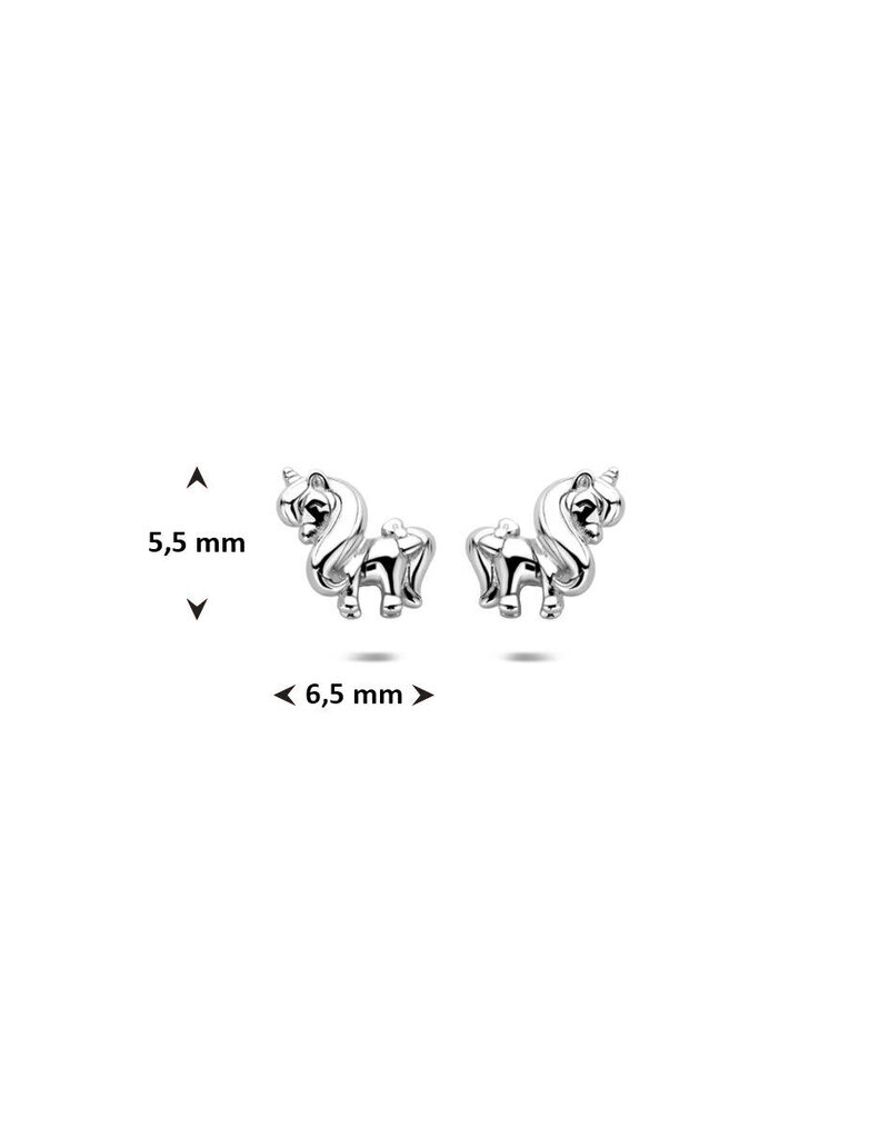 Zilveren oorknoppen - Gerhodineerd - Eenhoorn