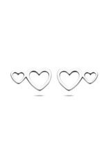 Zilveren oorknoppen - Gerhodineerd - Hartjes