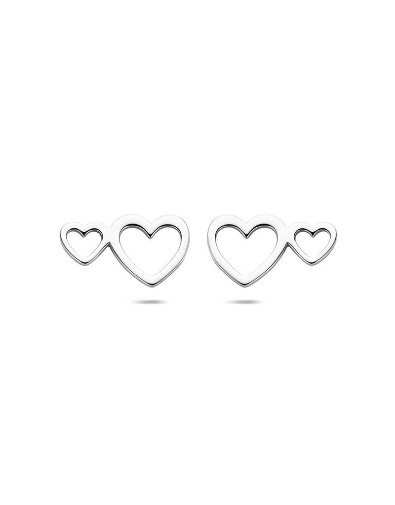 Zilveren oorknoppen - Gerhodineerd - Hartjes