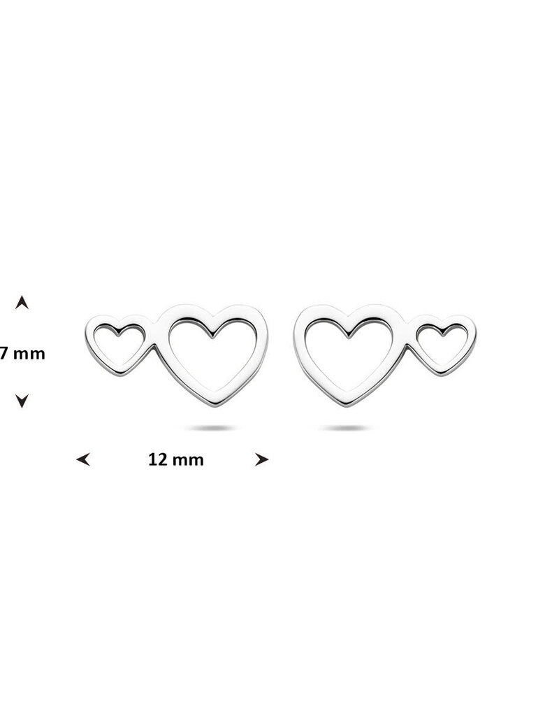 Zilveren oorknoppen - Gerhodineerd - Hartjes