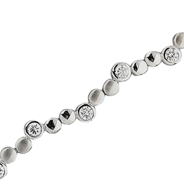 Zilveren collier - Gerhodineerd - Mat/glanzend - Zirkonia - 45 cm