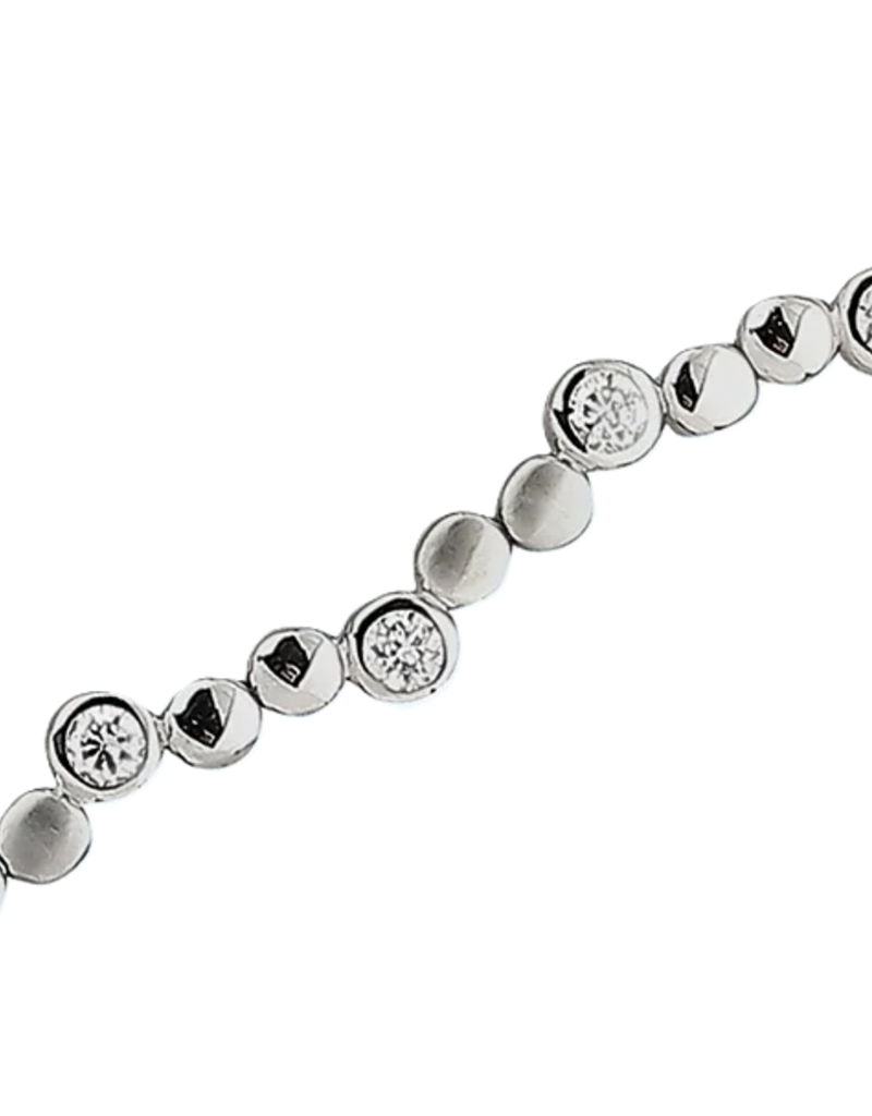 Zilveren collier - Gerhodineerd - Mat/glanzend - Zirkonia - 45 cm