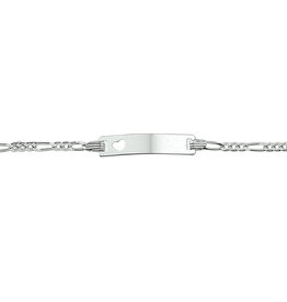 Zilveren graveerarmband - Gerhodineerd - Figaro - Hartje - 9-11 cm