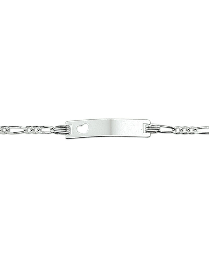 Zilveren graveerarmband - Gerhodineerd - Figaro - Hartje - 9-11 cm