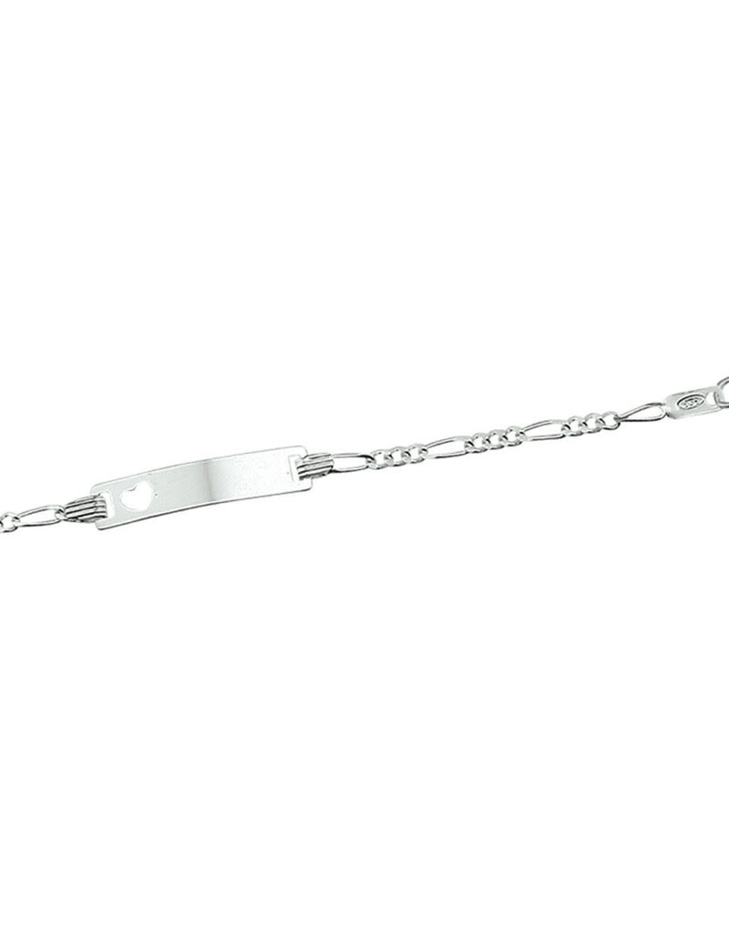 Zilveren graveerarmband - Gerhodineerd - Figaro - Hartje - 9-11 cm