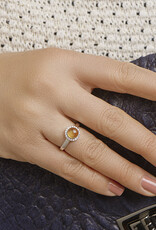 Zilveren ring - Gerhodineerd - Citrien en Zirkonia - Maat 17.75