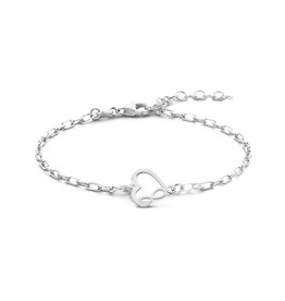 Zilveren armband - Gerhodineerd - Hart en infinity - 16 + 3 cm