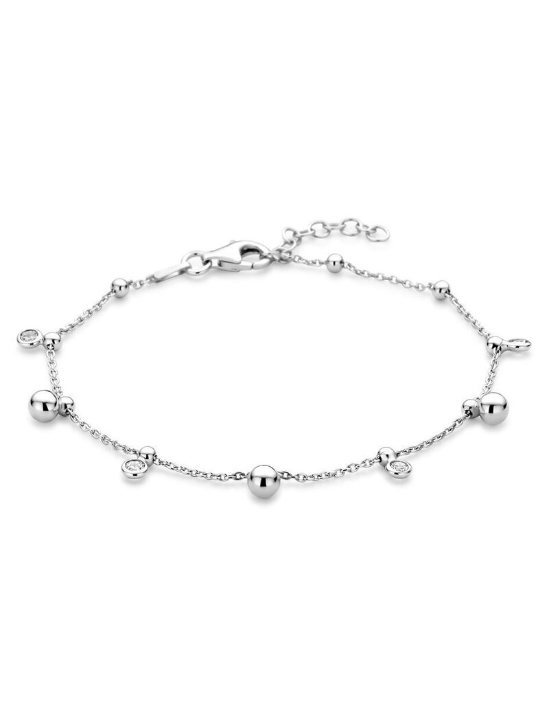 Zilveren armband - Gerhodineerd - Zirkonia - 17 + 2 cm