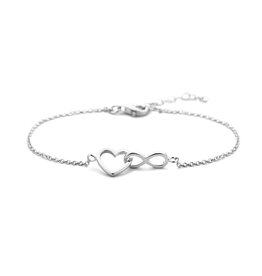 Zilveren armband - Gerhodineerd - Hartje/Infinity  - 16 + 3 cm