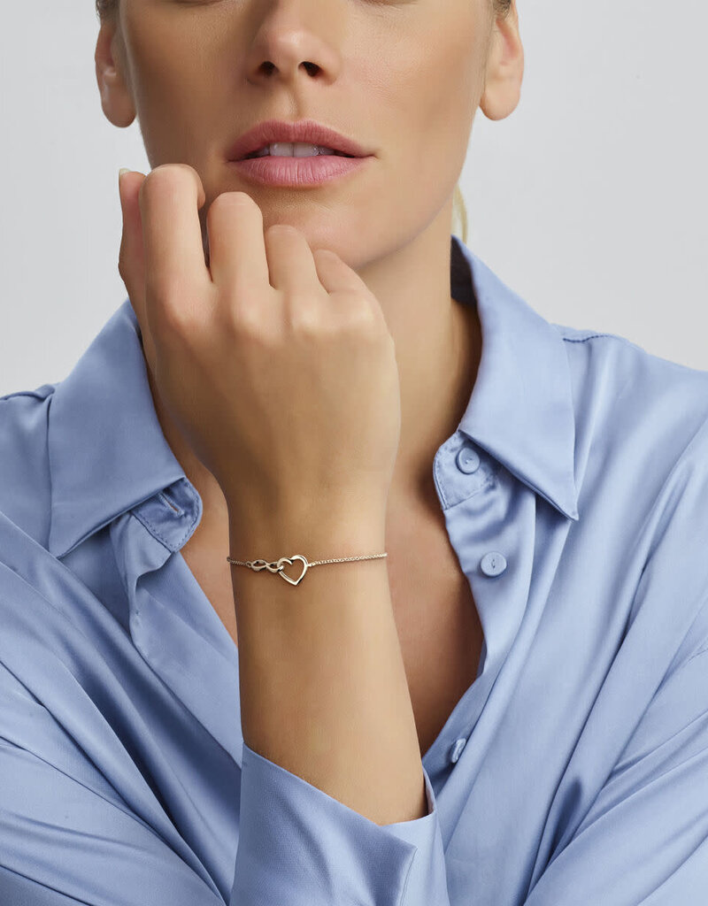 Zilveren armband - Gerhodineerd - Hartje/Infinity  - 16 + 3 cm