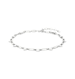 Zilveren armband - Gerhodineerd - Hartjes - 16 + 3 cm