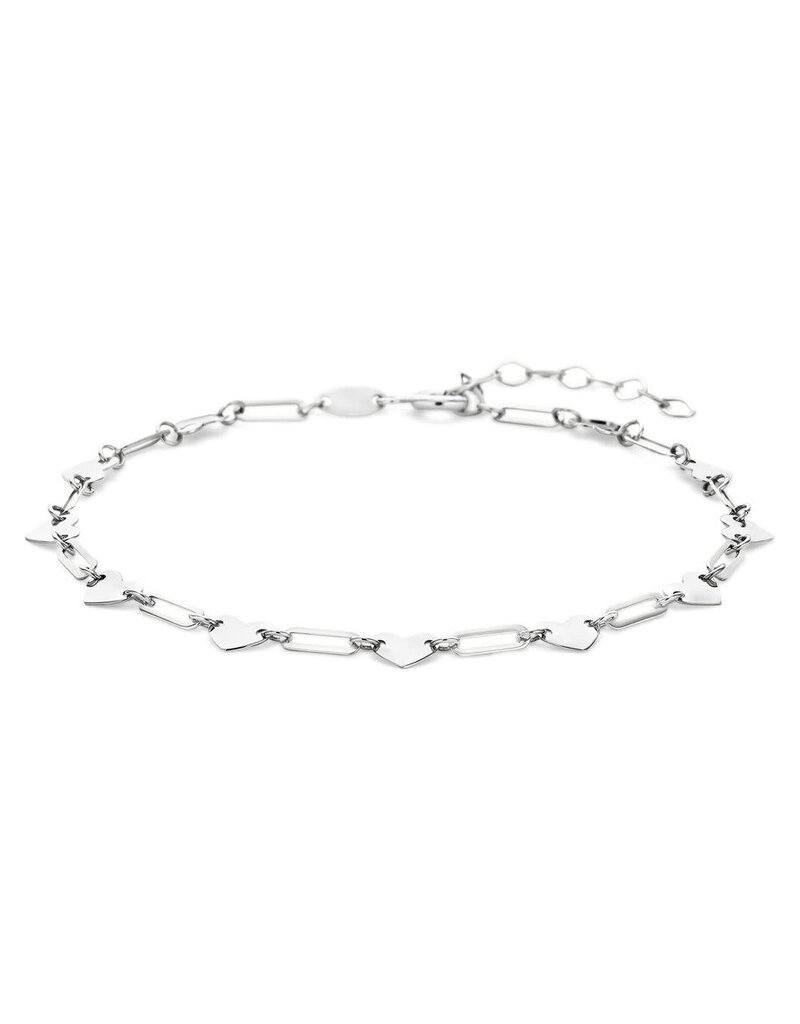 Zilveren armband - Gerhodineerd - Hartjes - 16 + 3 cm