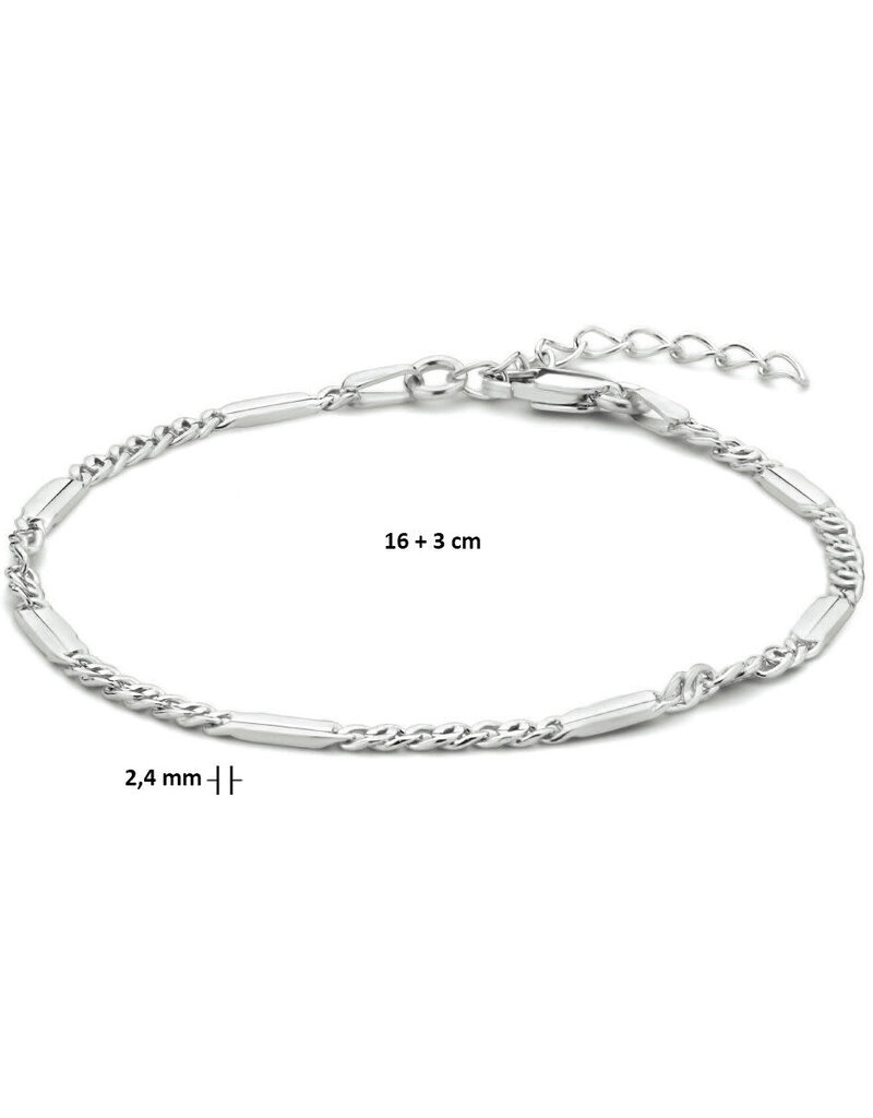 Zilveren armband - Gerhodineerd - Valkenoog - 16 +3 cm