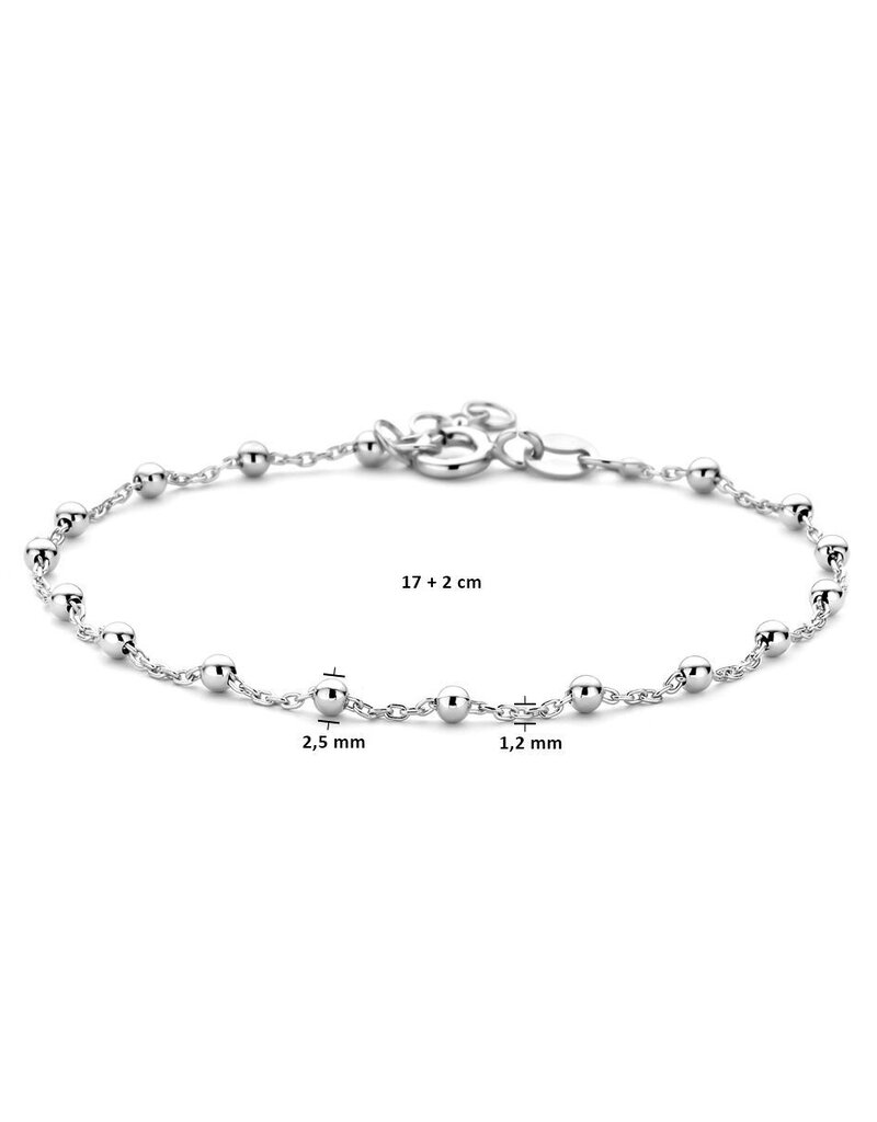 Zilveren armband - Gerhodineerd - Bolletjes - 17 + 2 cm