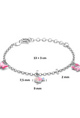 Zilveren bedelarmband - Gerhodineerd - Emaille - 13+3 cm