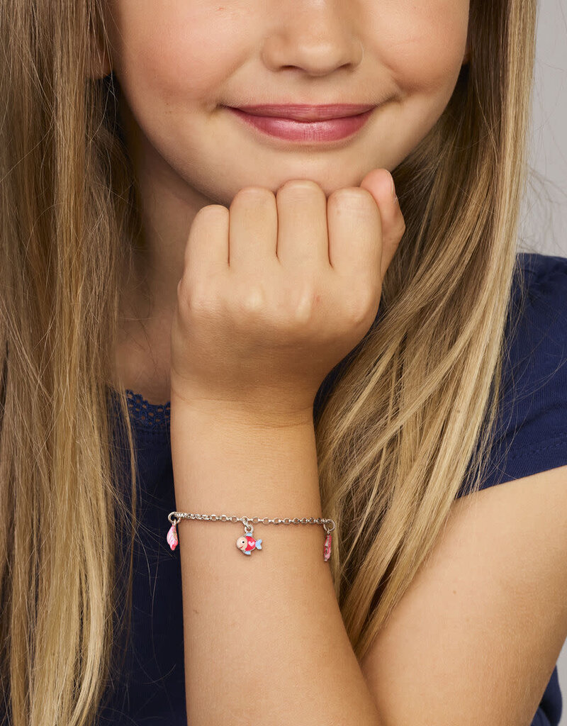 Zilveren bedelarmband - Gerhodineerd - Emaille - 13+3 cm