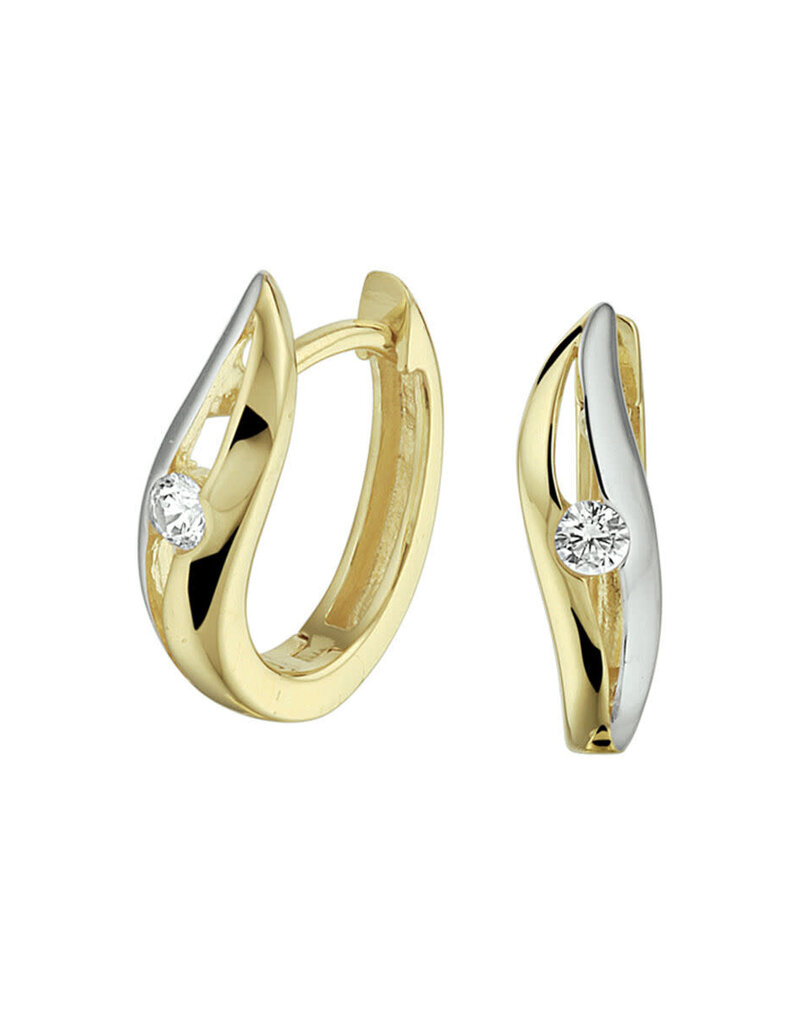 Gouden oorringen - 14 karaats - Bicolor - Zirkonia
