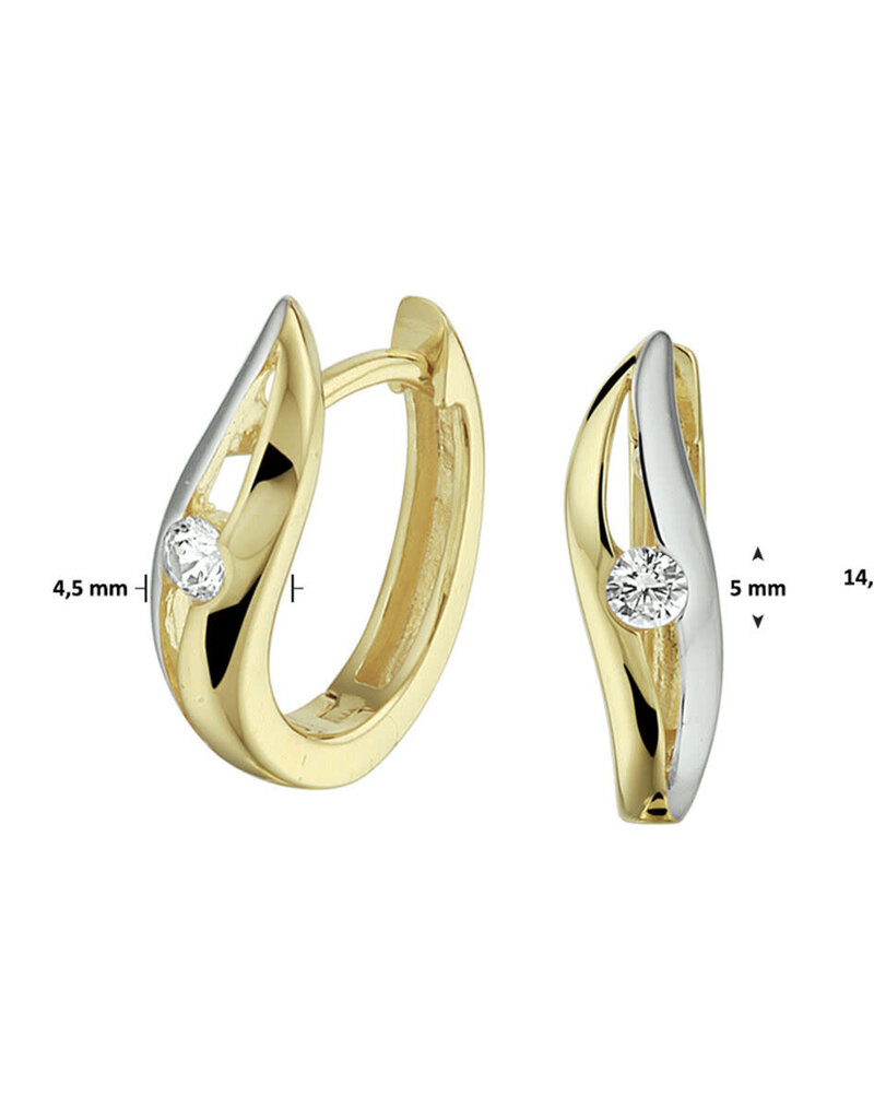 Gouden oorringen - 14 karaats - Bicolor - Zirkonia