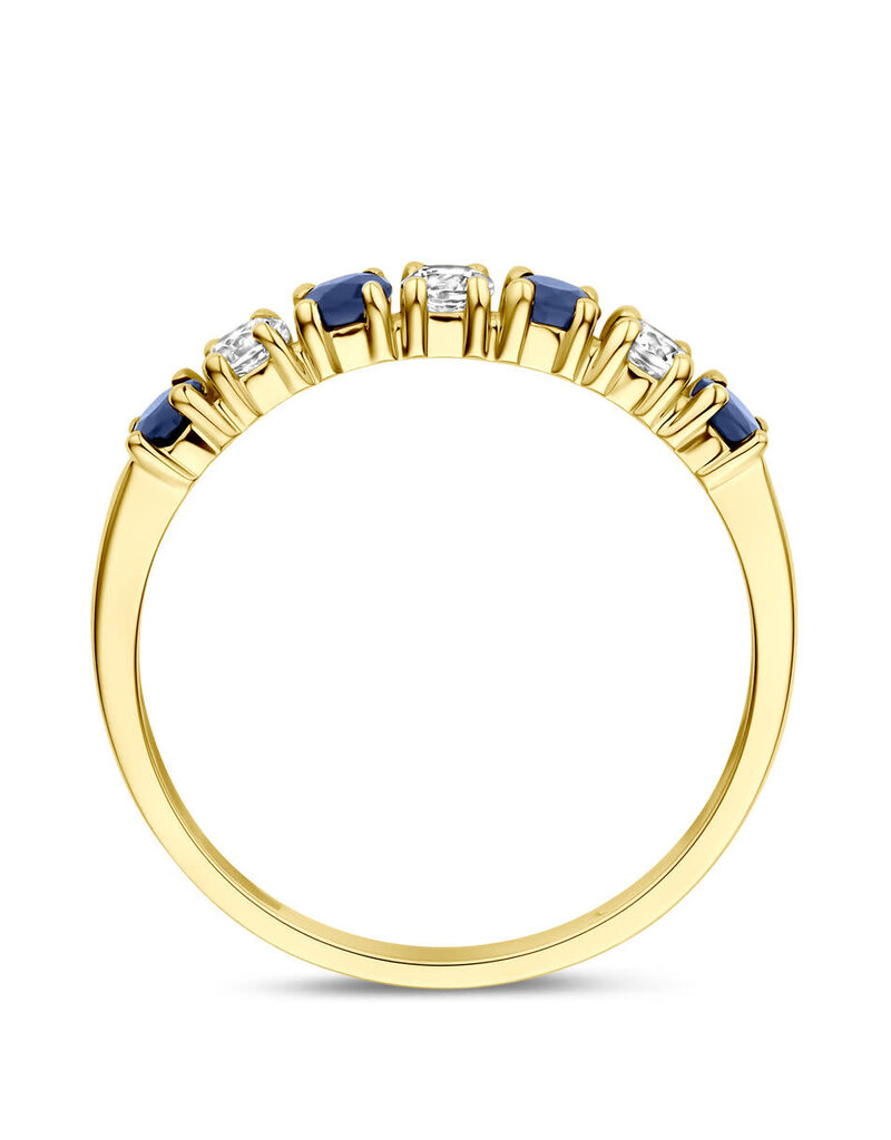 Gouden ring - 14 karaats - Zirkonia - Blauw Saffier - Maat 17.5