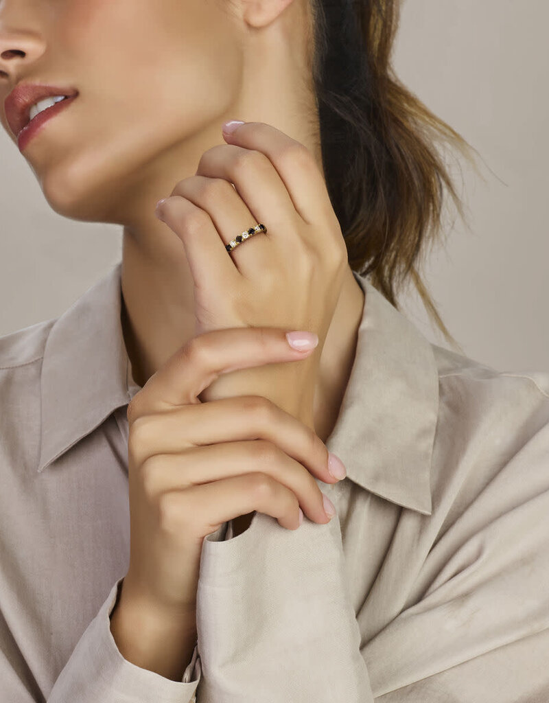 Gouden ring - 14 karaats - Zirkonia - Blauw Saffier - Maat 17.5