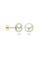 Gouden oorknoppen - 14 karaats - Zoetwaterparels - 7.5 mm