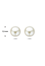 Gouden oorknoppen - 14 karaats - Zoetwaterparels - 7.5 mm