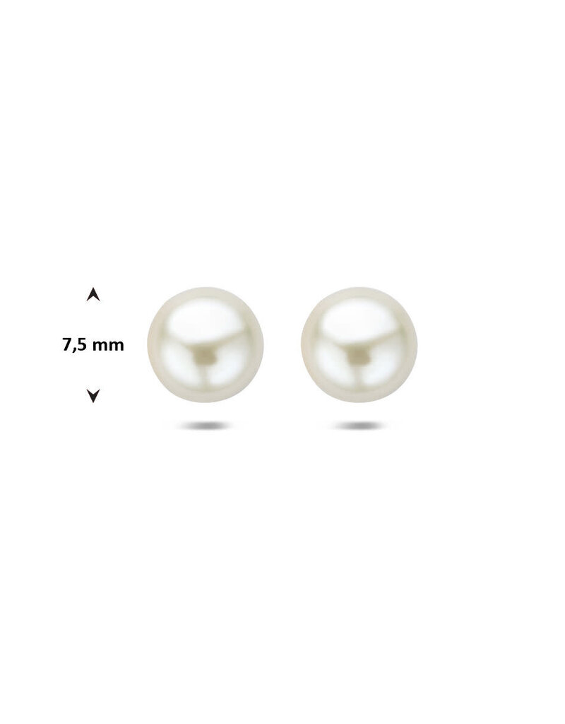 Gouden oorknoppen - 14 karaats - Zoetwaterparels - 7.5 mm