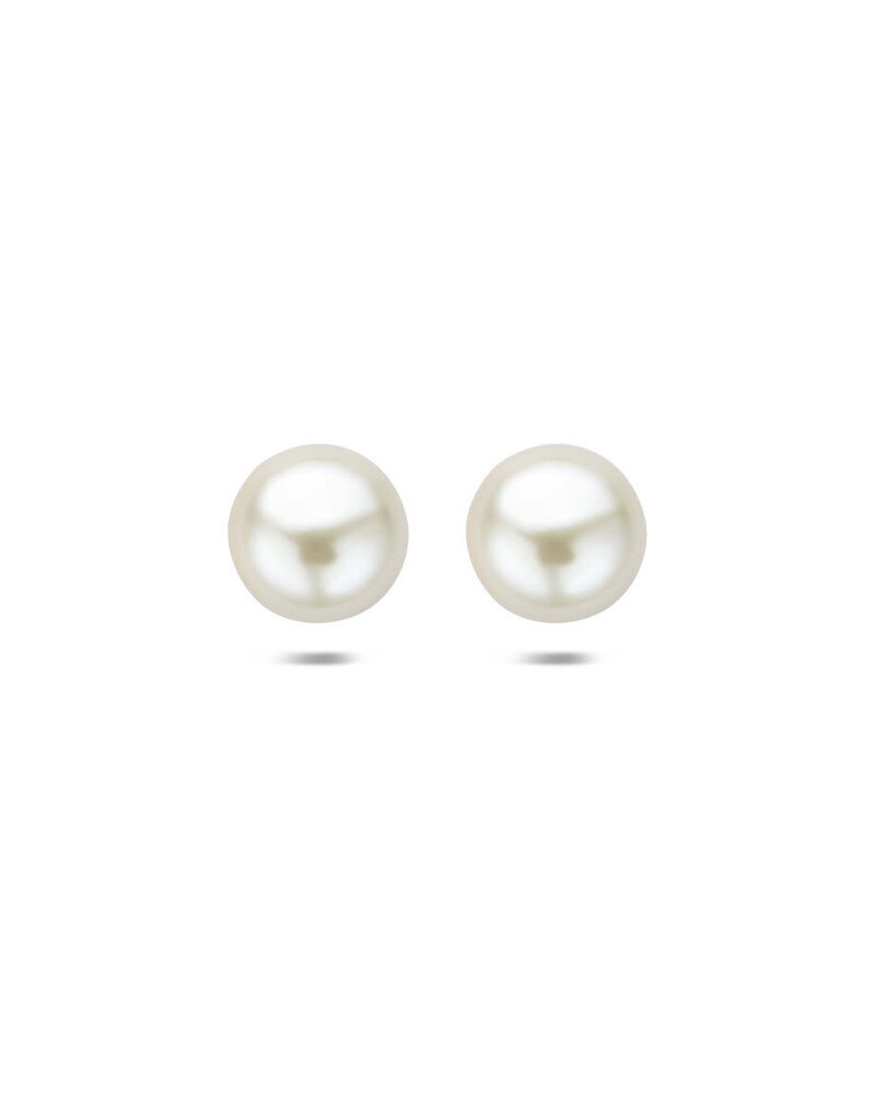 Gouden oorknoppen - 14 karaats - Zoetwaterparels - 7.5 mm