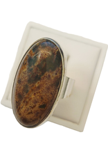 Occasions by Marleen Occasions by Marleen - Zilveren ring - Ovaal - Mosagaat - Maat 19.5