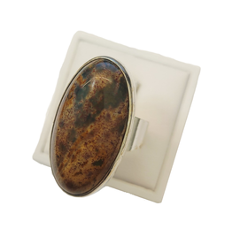 Occasions by Marleen Occasions by Marleen - Zilveren ring - Ovaal - Mosagaat - Maat 19.5