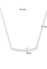 Zilveren collier - Gerhodineerd - Zoetwaterparel - 42/45 cm