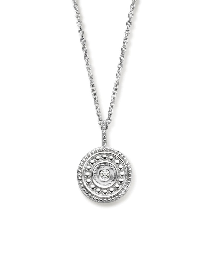 Zilveren collier - Gerhodineerd - Zirkonia - 41/45 cm