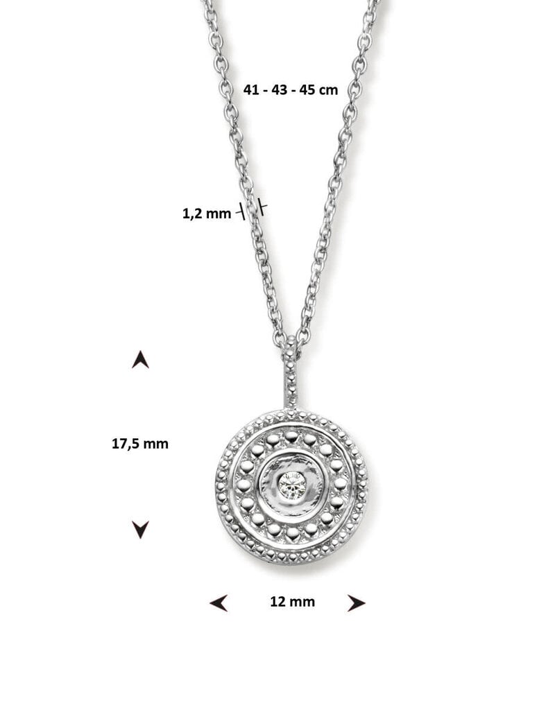 Zilveren collier - Gerhodineerd - Zirkonia - 41/45 cm